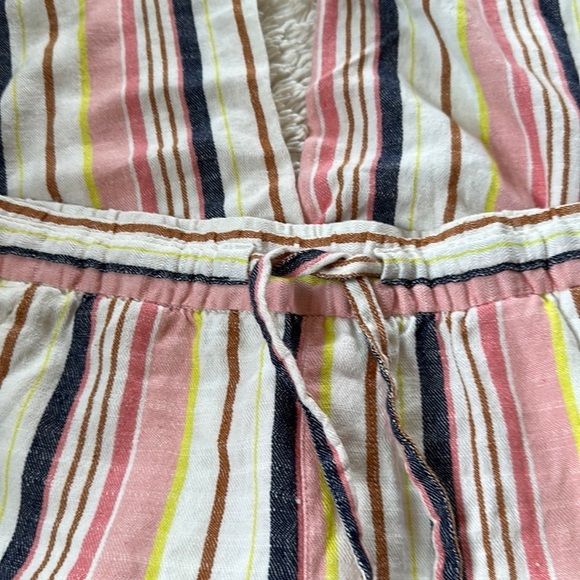OLD NAVY Pink/White/Navy Blue Striped Linen Drawstring Wide Leg Pants Size M - Picture 9 of 11